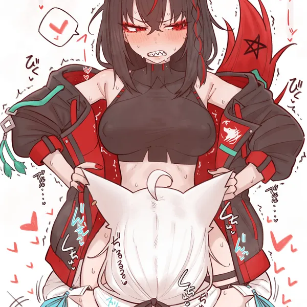 kurokami fubuki, shirakami fubuki (hololive, vtuber) created by shiroi yoru