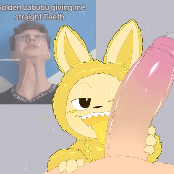 labubu (character) (24 karat gold labubu (meme), labubu (toy)) created by woopyy
