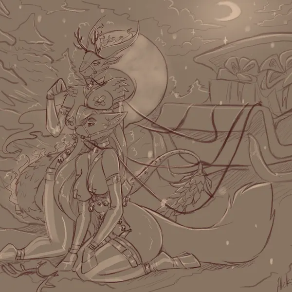 loona (helluva boss), pompeii (timberwolfl) (christmas, hellaverse) created by aleksikashvets