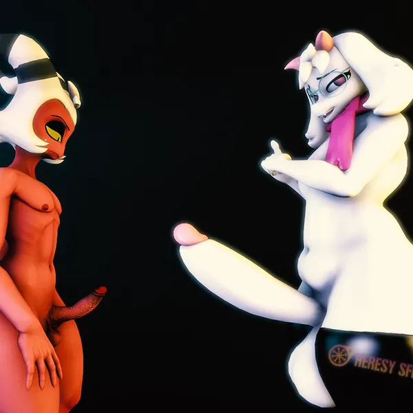 moxxie (helluva boss), ralsei (deltarune, hellaverse) created by heresy sfm