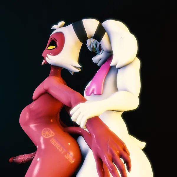 moxxie (helluva boss), ralsei (deltarune, hellaverse) created by heresy sfm