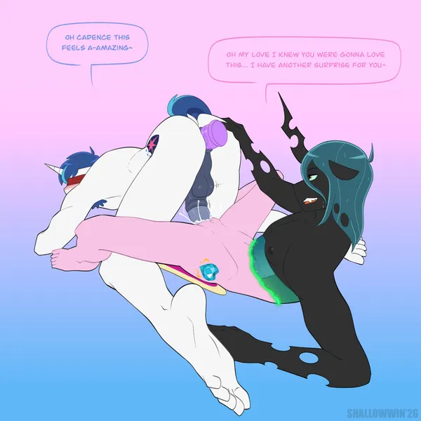 queen chrysalis (mlp), shining armor (mlp) (friendship is magic, hasbro) created by shallowwin