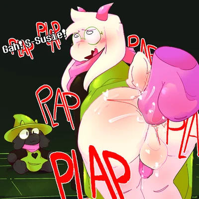 ralsei, susie (deltarune) (deltarune, undertale (series)) created by catjamn