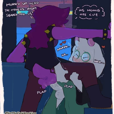 ralsei, susie (deltarune) (deltarune, undertale (series)) created by notsafeforwanking