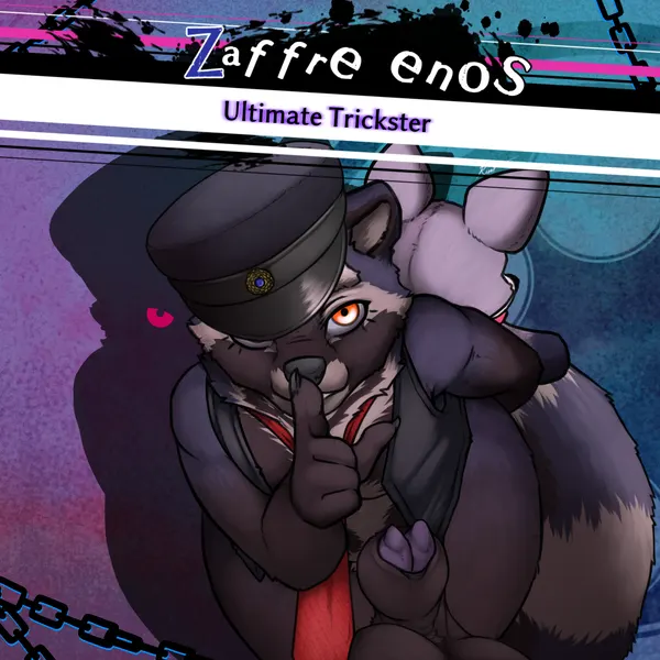 rambley raccoon, zaffre enos (danganronpa, indigo park) created by geno28