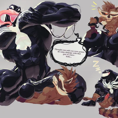 rocket raccoon, venom (marvel) (guardians of the galaxy, marvel) created by masedumpy