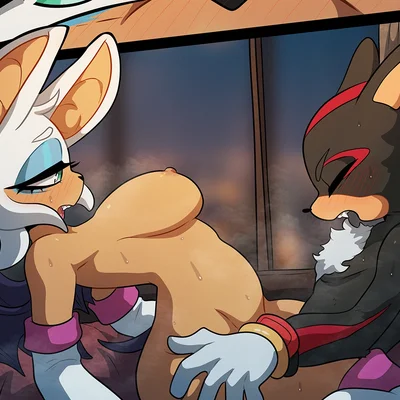 rouge the bat, shadow the hedgehog (sega, sonic the hedgehog (series)) created by kinkymation