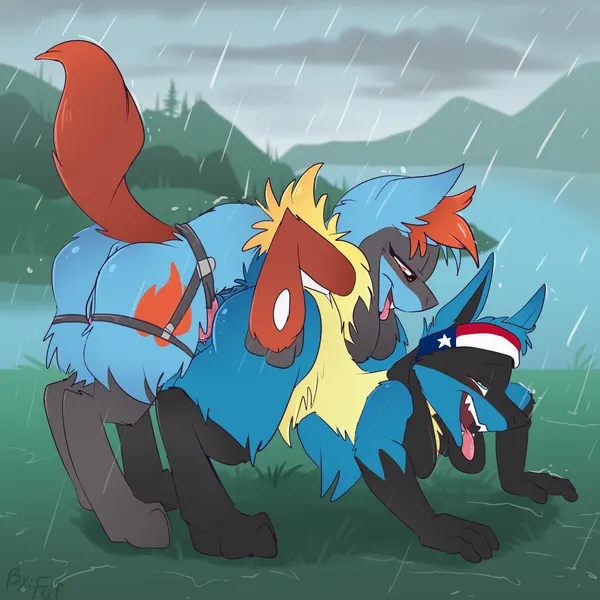 wildlucario, yoshi the riphox (nintendo, pokemon) created by fuf