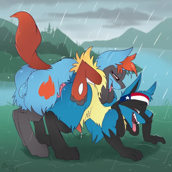 wildlucario, yoshi the riphox (nintendo, pokemon) created by fuf