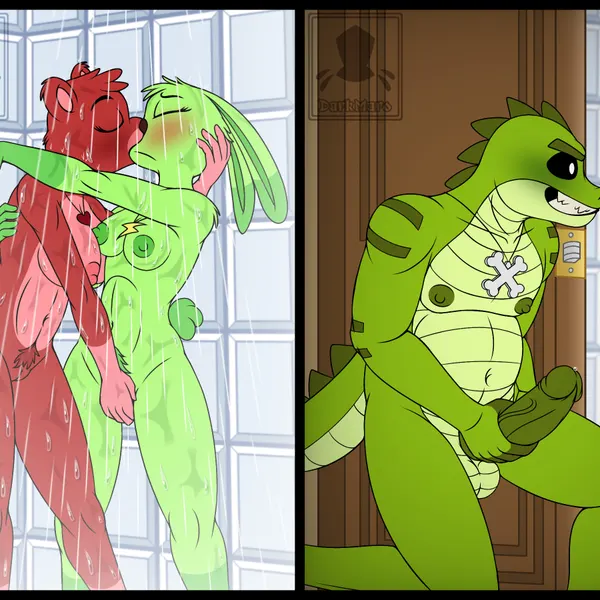 allister gator (poppy playtime), bobby bearhug, hoppy hopscotch (mob entertainment, nightmare critters) created by darkmaro