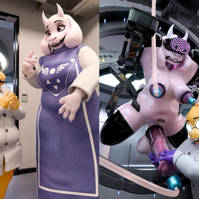 alphys, toriel (undertale, undertale (series)) created by slicktex3d