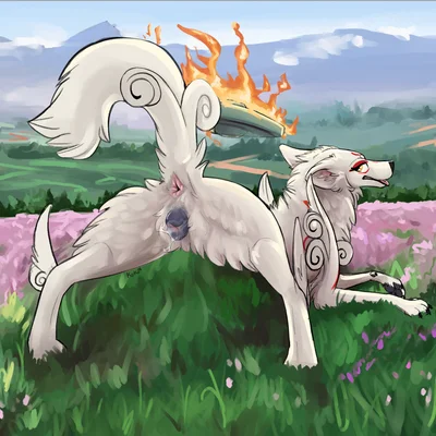 amaterasu (okami) (capcom, okami (capcom)) created by queenkoko