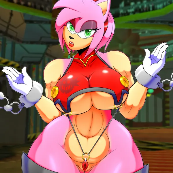 amy rose (eggman logo, sega) created by randomgloves