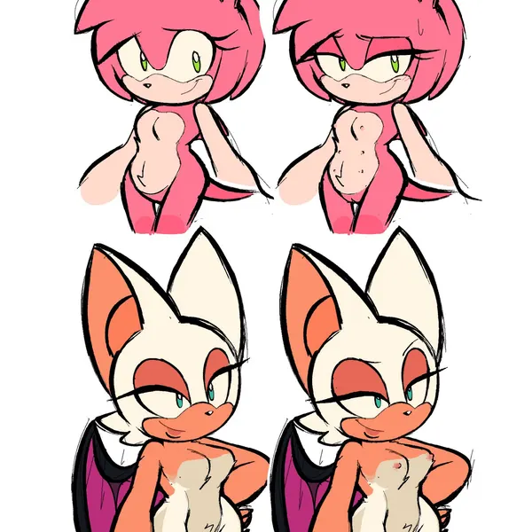 amy rose, rouge the bat (sega, sonic the hedgehog (series)) created by mercurio-shadowz
