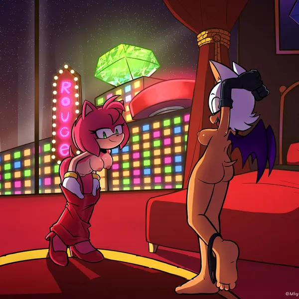 amy rose, rouge the bat (sega, sonic the hedgehog (series)) created by miguel layme
