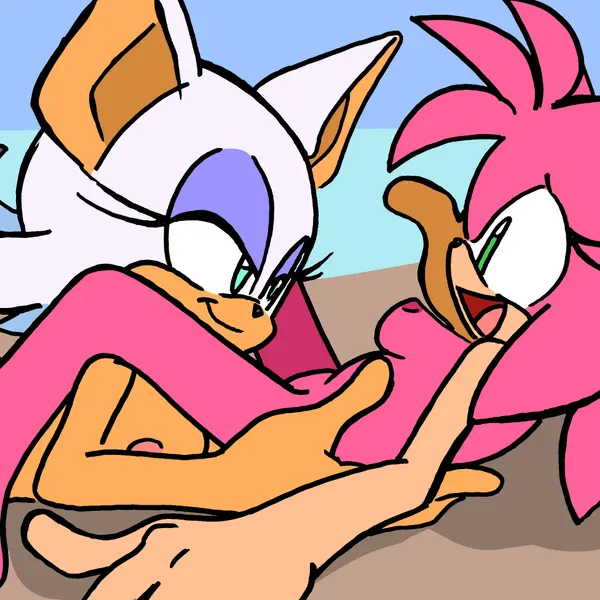 amy rose, rouge the bat (sega, sonic the hedgehog (series)) created by randomguy999