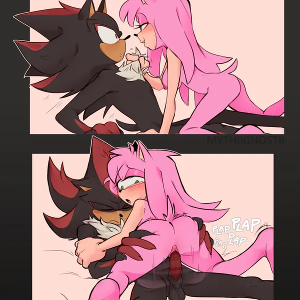 amy rose, shadow the hedgehog (sega, sonic the hedgehog (series)) created by mythiilewdii