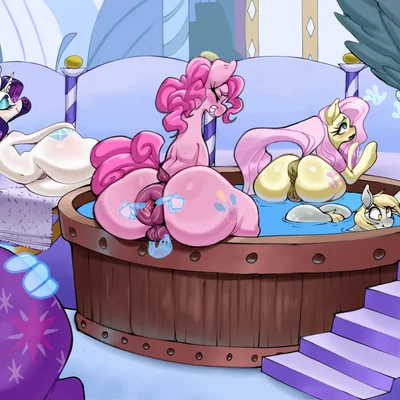 applejack (mlp), derpy hooves (mlp), fluttershy (mlp) (friendship is magic, hasbro) created by papudor