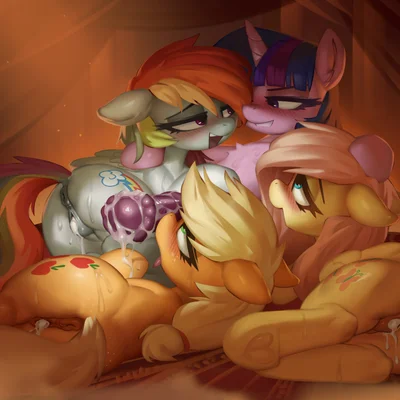 applejack (mlp), fluttershy (mlp), rainbow dash (mlp) (friendship is magic, hasbro) created by quotepony