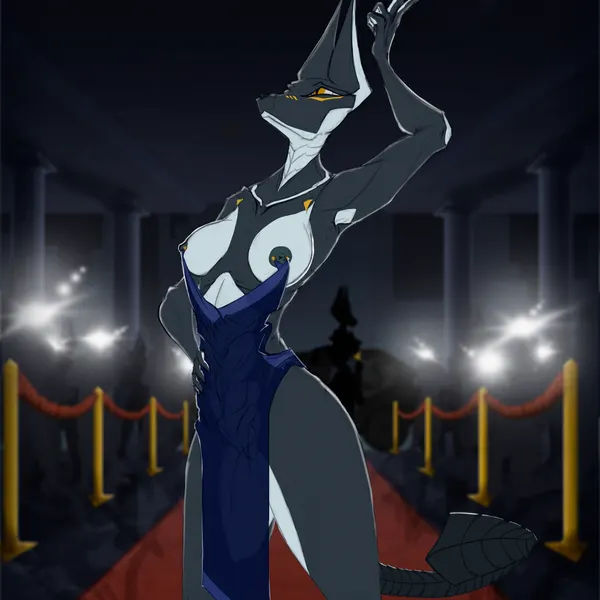 background character (meme clothing, nipple piercing dress) created by the dark skull