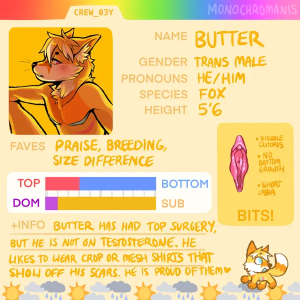 butter the fox created by monochromanis