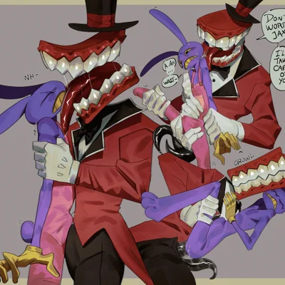 caine (tadc), jax (tadc) (glitch productions, the amazing digital circus) created by forestguiide