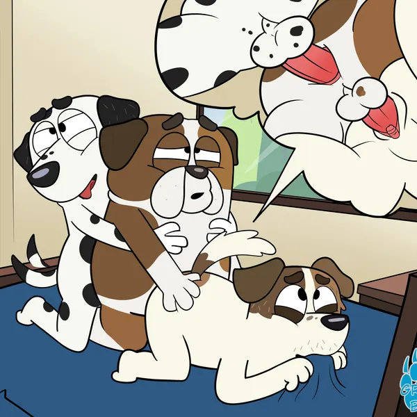cornelius (bluey), frank (bluey), jack's dad (bluey) (bluey (series)) created by grolarbearsins