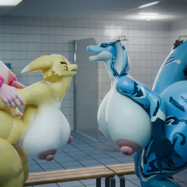 dariana (quetzaly), lovander (mayosplash), taomon (dogzeela) (bandai namco, digimon) created by snoople