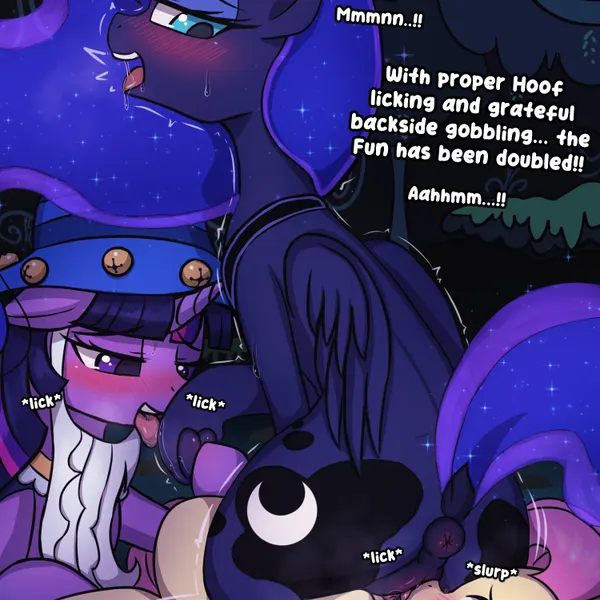 fluttershy (mlp), princess luna (mlp), twilight sparkle (mlp) (friendship is magic, hasbro) created by lumineko