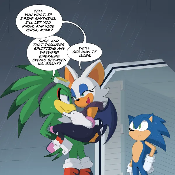 jet the hawk, rouge the bat, sonic the hedgehog (idw publishing, sega) created by apinkgrape