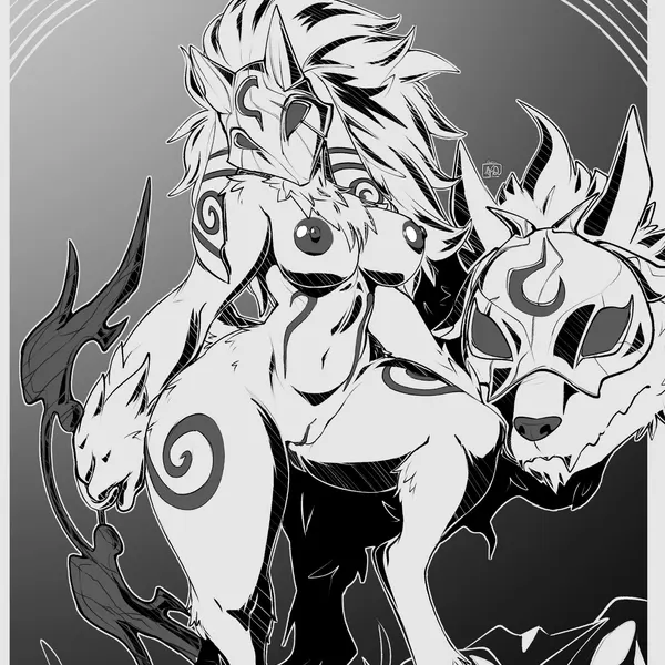 kindred (lol), lamb (lol), wolf (lol) (league of legends, riot games) created by avante92