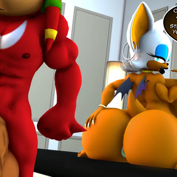 knuckles the echidna, rouge the bat (sega, sonic the hedgehog (series)) created by rocketspuff