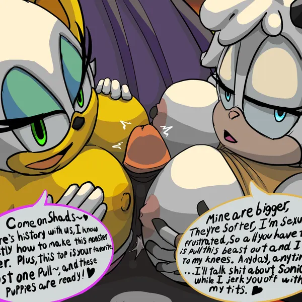 lanolin the sheep (sonic), rouge the bat, shadow the hedgehog (idw publishing, sega) created by pervermin