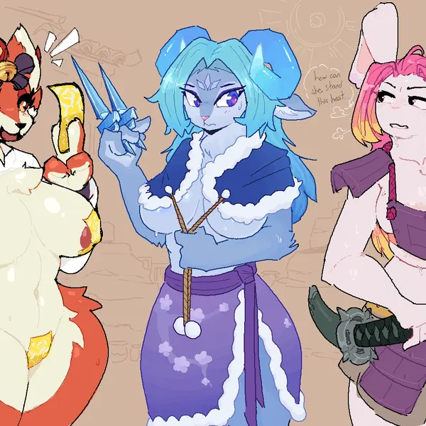li (gunfire reborn), lyn (gunfire reborn), tao (gunfire reborn) (gunfire reborn) created by baronflint, remanedur