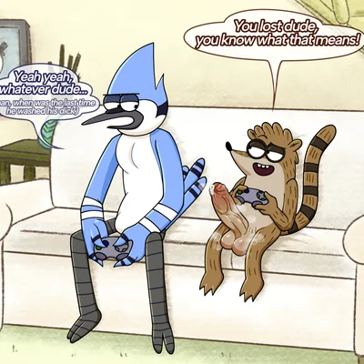 mordecai (regular show), rigby (regular show) (cartoon network, regular show) created by joalmidon
