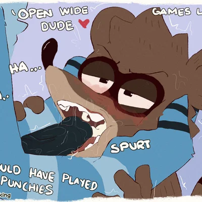 mordecai (regular show), rigby (regular show) (cartoon network, regular show) created by notsafeforwanking