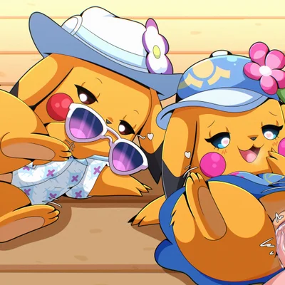 mr. windychu, ms. wavychu (nintendo, pokemon) created by cloudeon