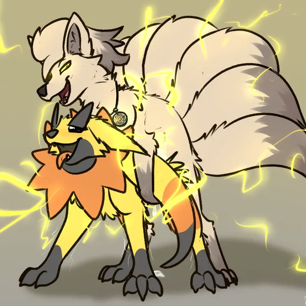 nakiro (rubiserpent), tesla (heliofox) (nintendo, pokemon) created by heliofox