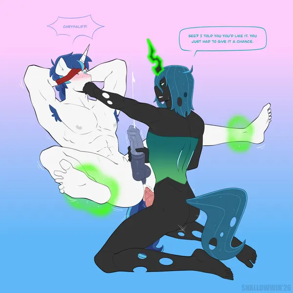 queen chrysalis (mlp), shining armor (mlp) (friendship is magic, hasbro) created by shallowwin