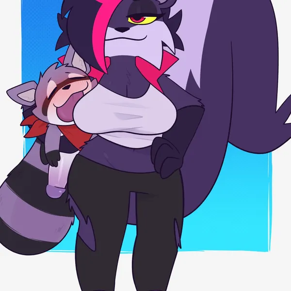 rambley raccoon, salem the skunk (indigo park) created by crushpepper