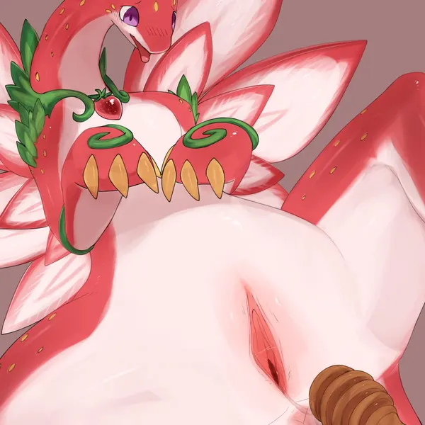 red sky fruit strawberry dragon, strawberry dragon (mythology, puzzle and dragons) created by liend