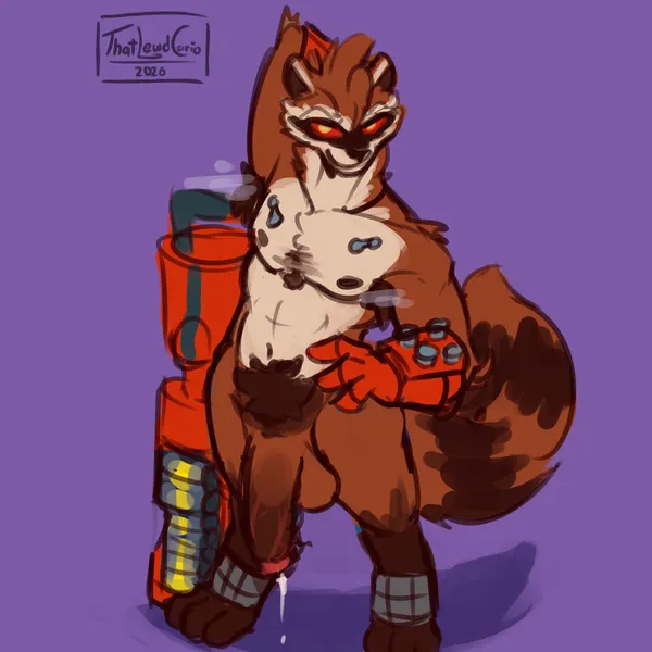 rocket raccoon (guardians of the galaxy, marvel) created by thatlewdcario