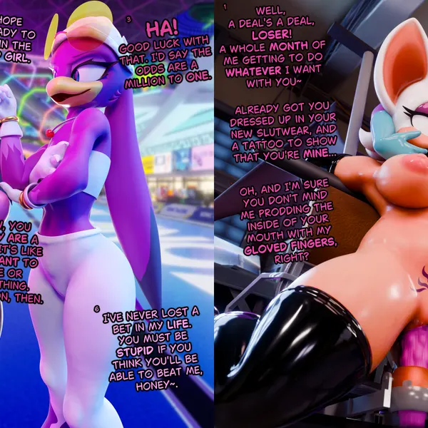 rouge the bat, wave the swallow (instant loss 2koma, sega) created by slicktex3d