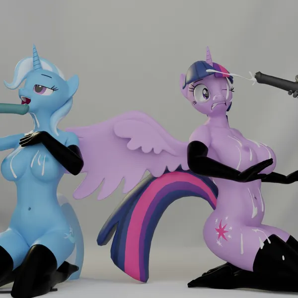 soarin (mlp), thunderlane (mlp), trixie (mlp) (friendship is magic, hasbro) created by skippyarts