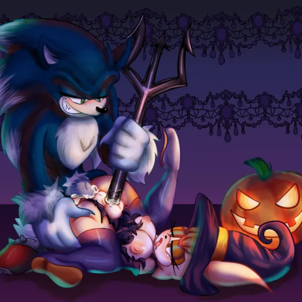 sonic the hedgehog, sonic the werehog, vanilla the rabbit (halloween, sega) created by demichan