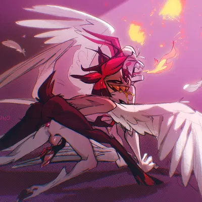 alastor (hazbin hotel), lucifer (hazbin hotel) (hazbin hotel, hellaverse) created by pegibruno