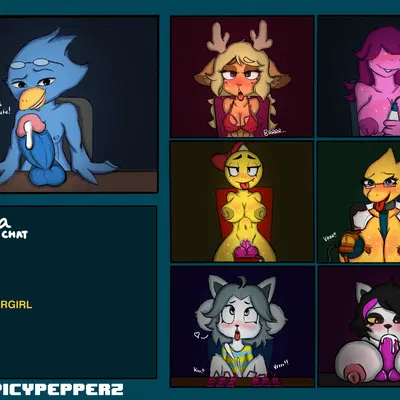 alphys, berdly, catti cattenheimer (deltarune, undertale) created by spicypepper