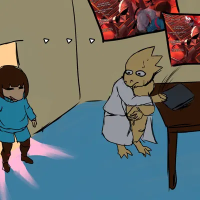 alphys, frisk (undertale), undyne (undertale, undertale (series)) created by kokobiel