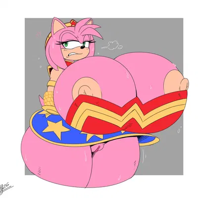 amy rose, wonder woman (dc comics, sega) created by cricket-inc