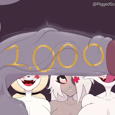 angel dust, charlie morningstar, emily (hazbin hotel) (hazbin hotel, hellaverse) created by riggedscales